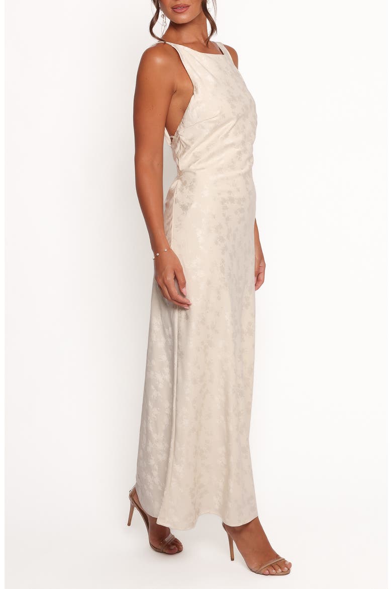 Malie Jacquard Satin Maxi Dress, Alternate, color, WHITE