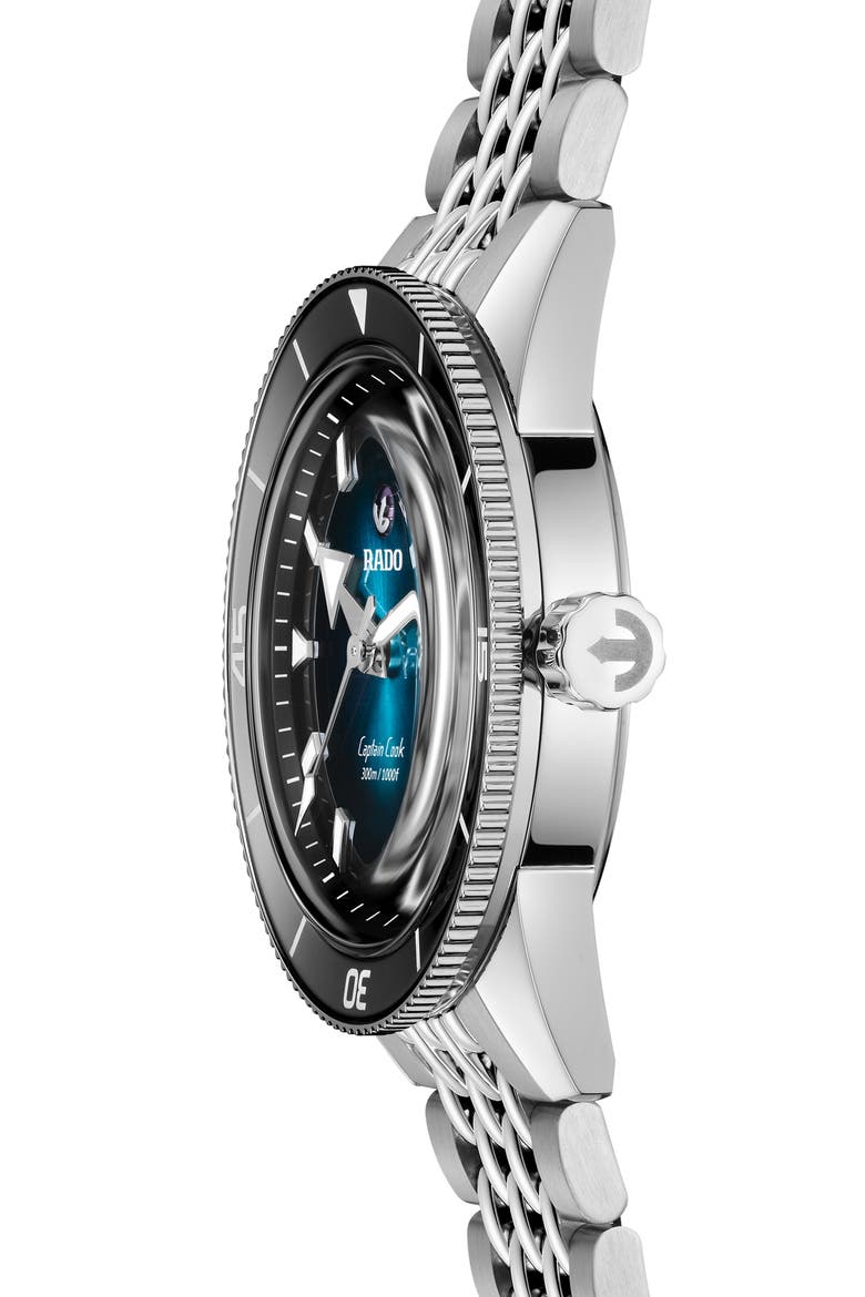 Captain Cook Automatic Bracelet Watch, 39mm, Alternate, color, SILVER/ BLUE