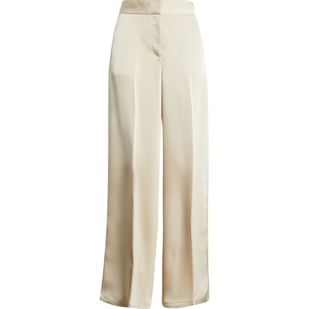 Tahari Asl Wide Leg Satin Pants In Sand
