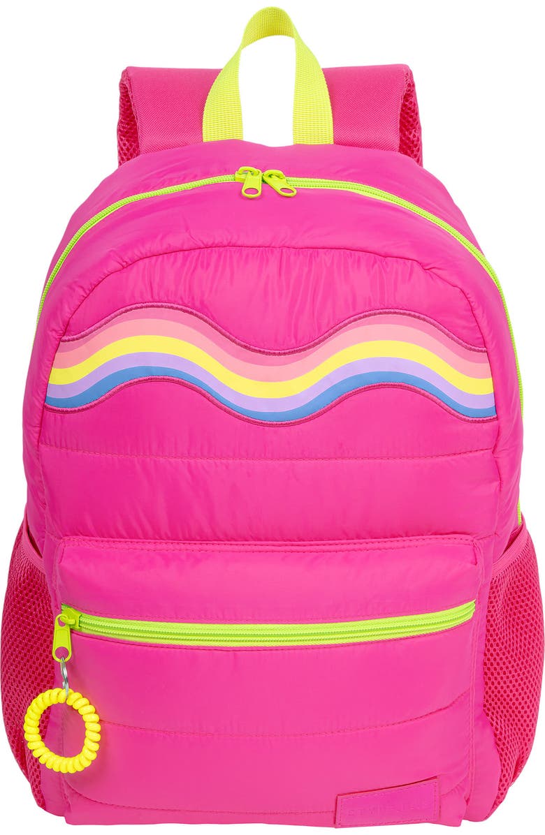Style.Lab Debo Wavy Rainbow Puffer Backpack, Main, color, Pink