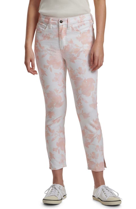 Floral High Waist Crop Skinny Jeans (Ombré Floral)