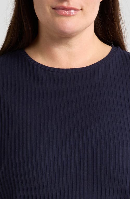 Eileen Fisher Womens Crewneck Split Hem Tunic Top In Ink