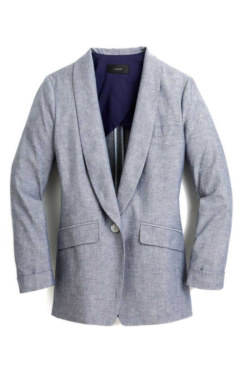 J.Crew Unstructured Shawl Collar Cotton Linen Blazer, Alternate, color,