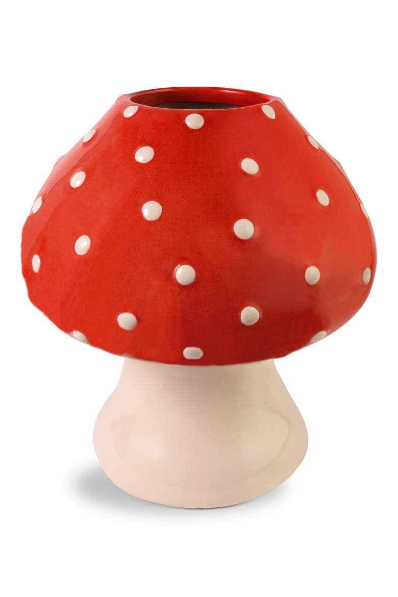 Mushroom Ceramic Vase, Main, color, RED TONES
