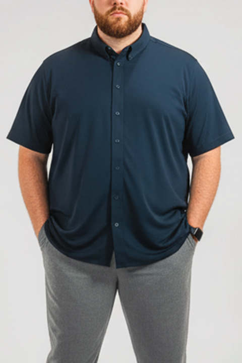 Men’s Big and Tall Commuter Shirt, Short Sleeve Button Down, Tailored Fit, Spread Collar, Performance Fabric, Stylish & Casual Breathable Shirt