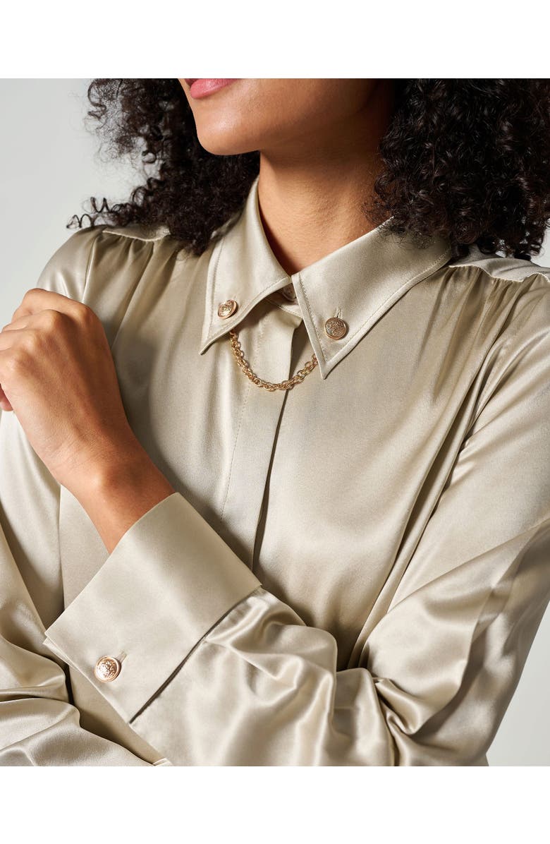 Lilysilk Silk Blouse With Metal Chain, Alternate, color, Medium Brown