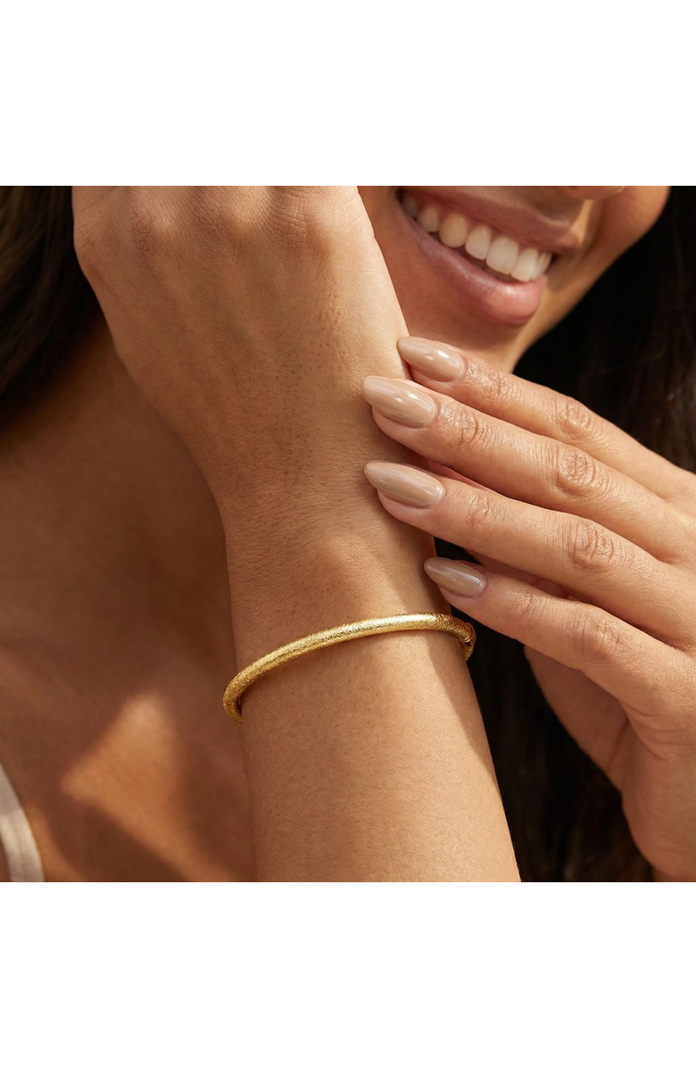 Bliss Diamond 18K Gold Plated Silver Textured 3mm Slip-On Bangle Bracelet, Alternate, color, 