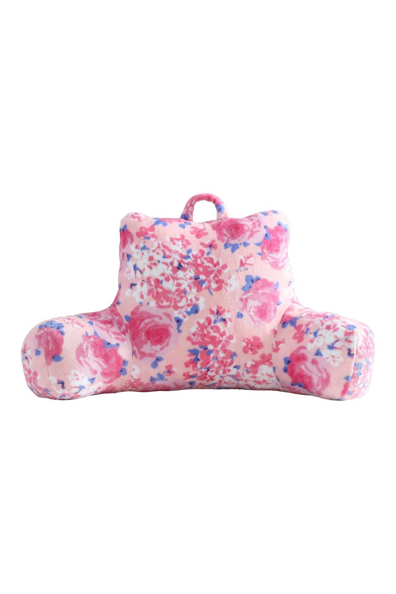 Floral Plush Back Rest Decor Pillow, Main, color, PINK