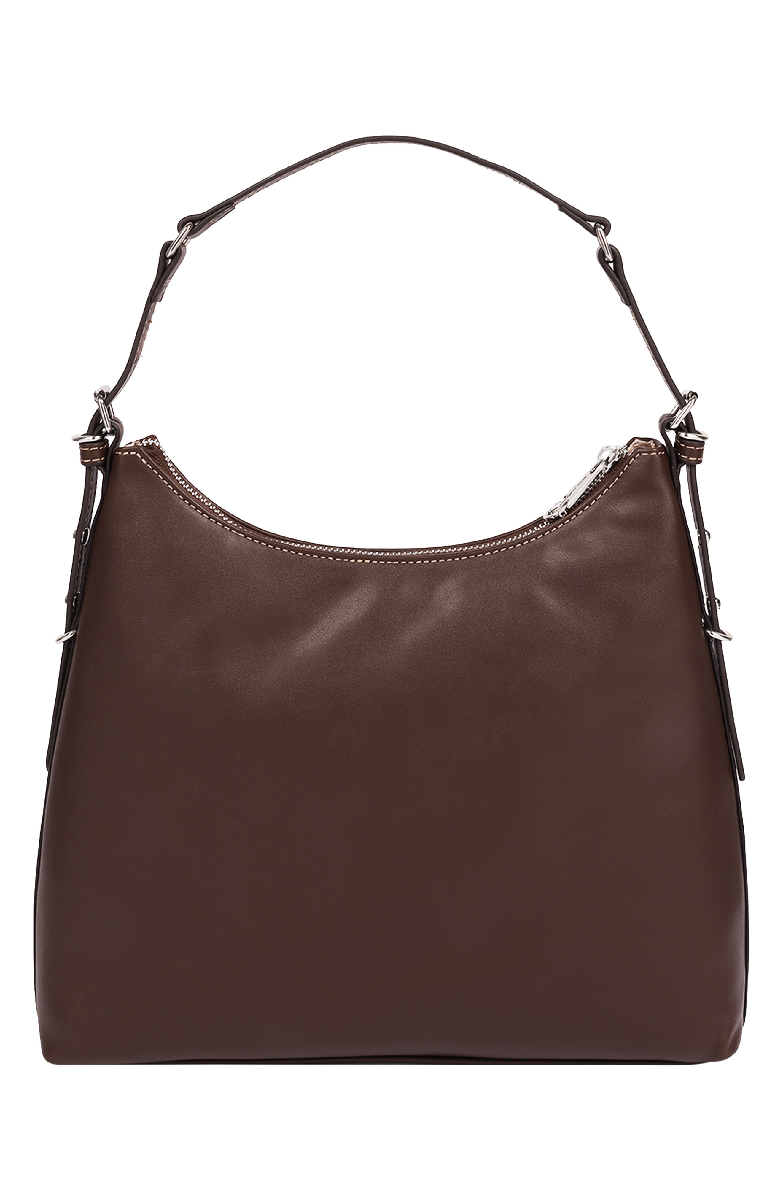 Large Triple Strap Faux Leather Hobo, Alternate, color, CHOCOLATE