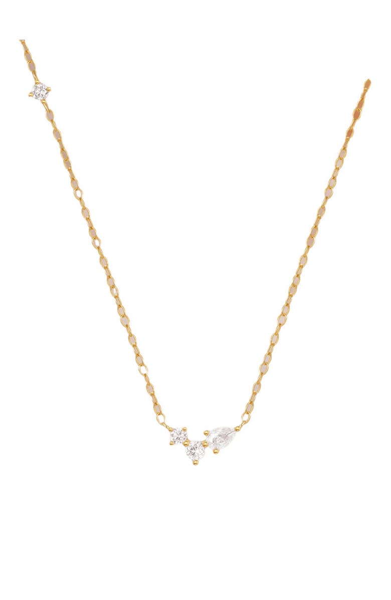 Hollywood Sensation Orlina Delicate Necklace with Three Round and One Pear Cut Cubic Zirconia Stones, Alternate, color, 