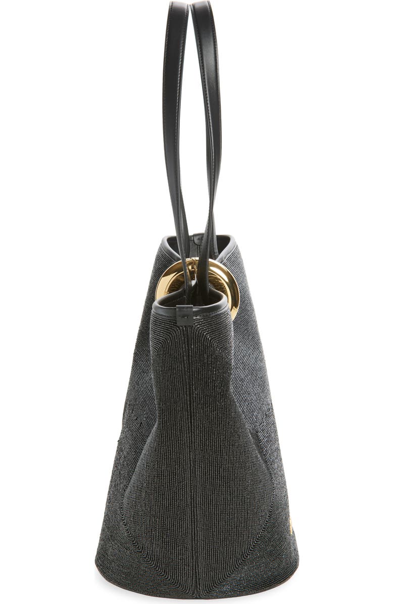 Jacquemus Le Bambolo Nylon Asymmetric Bucket Bag, Alternate, color, Black 990