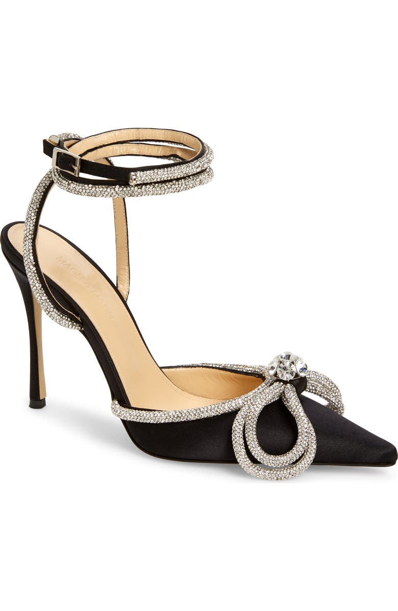 Mach & Mach Double Crystal Bow Satin Pump, Main, color,