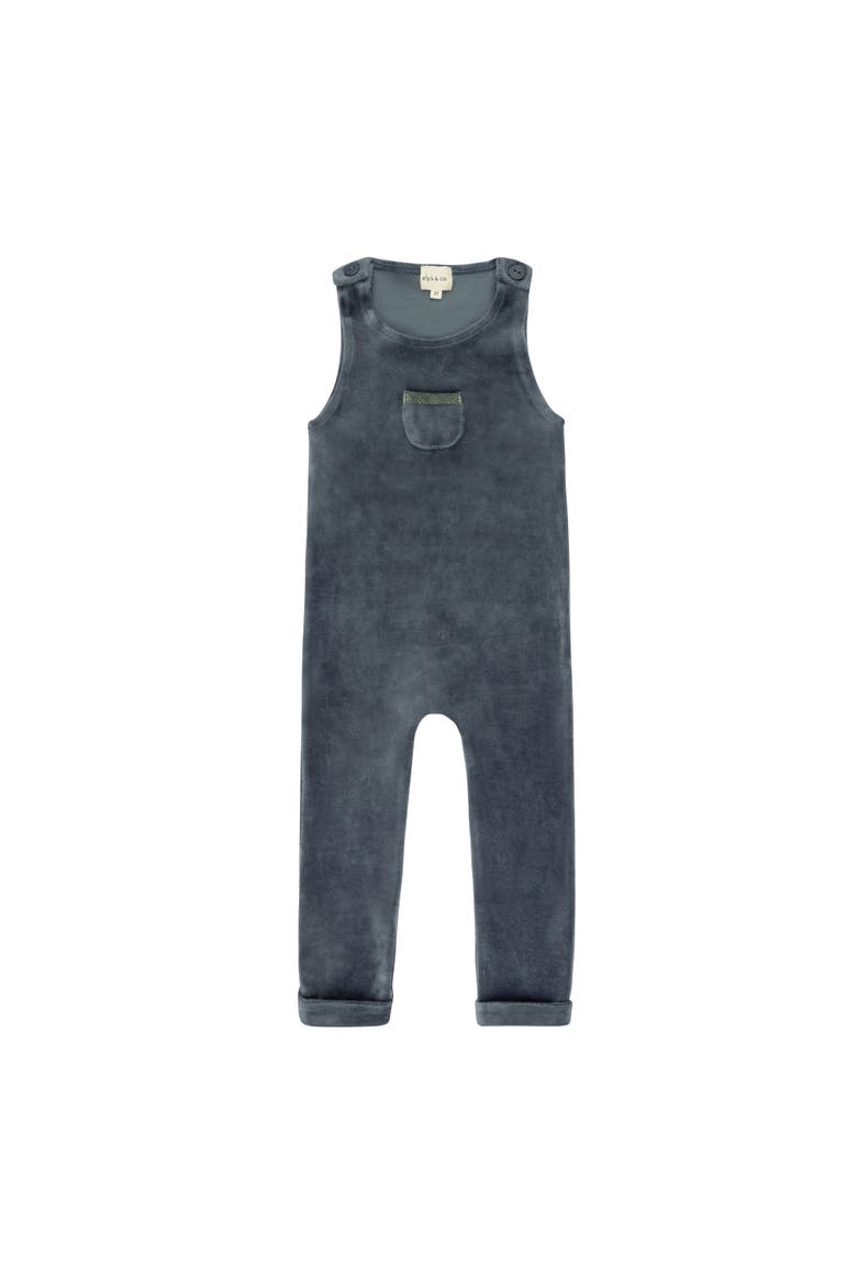 Velour Plaid Bear Collection - Overalls and Turtleneck, Alternate, color, Blue