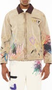 Cult of Individuality Scribbled Graphic Cotton Canvas Jacket