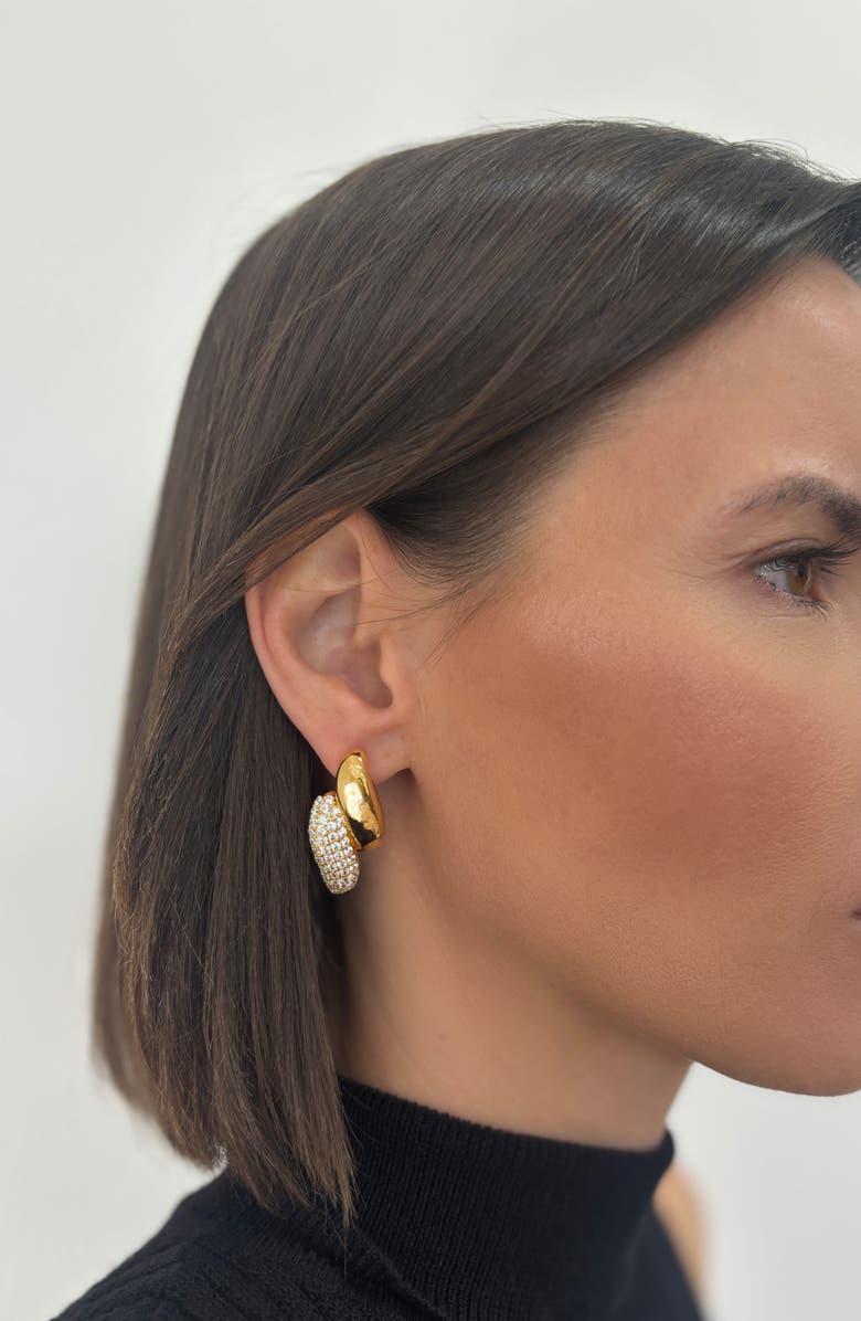 st. Moran Cubic Zirconia Pavé Drop Earrings, Alternate, color, Gold