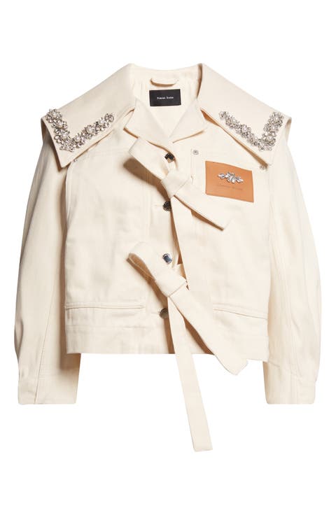 Cropped Sailor Collar Workwear Jacket