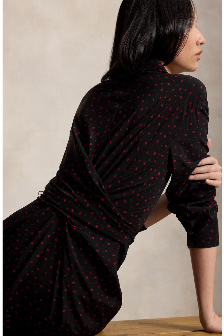 Polka Dot Viscose Shirtdress, Alternate, color, 2051 MULTI DOT BLACK-RED