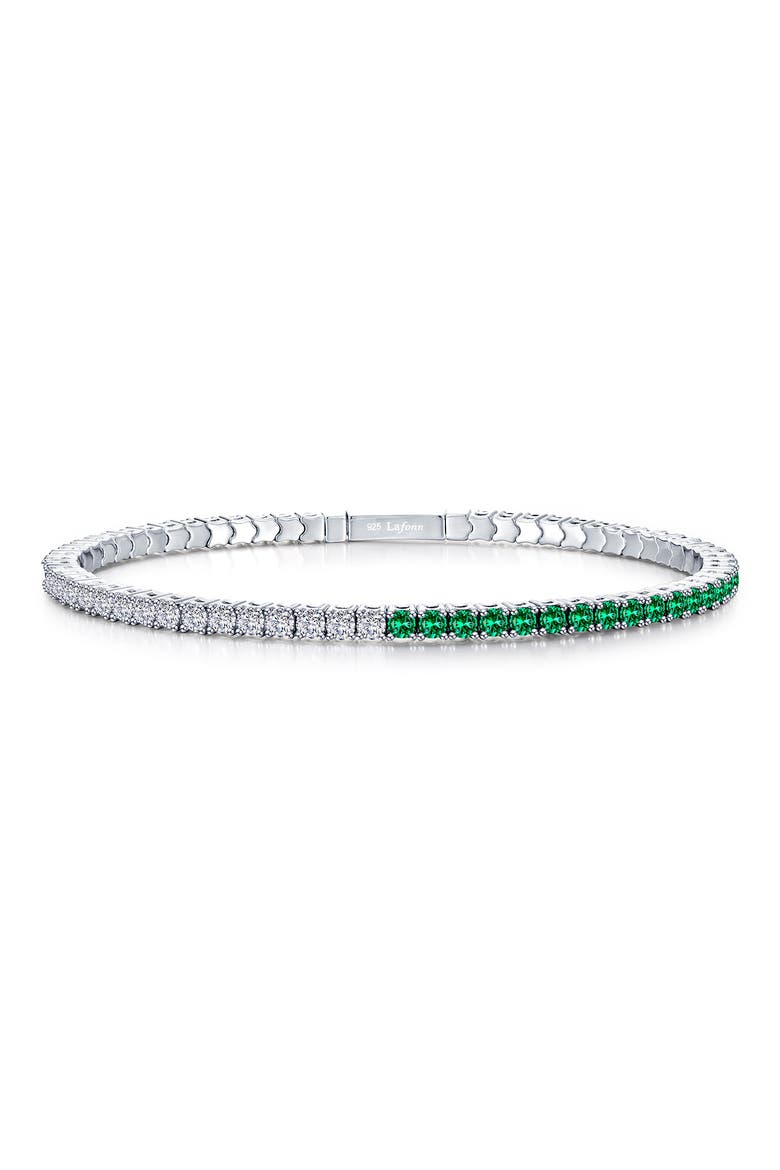 Classic Simulated Diamond & Simulated Emerald Bangle, Main, color, GREEN