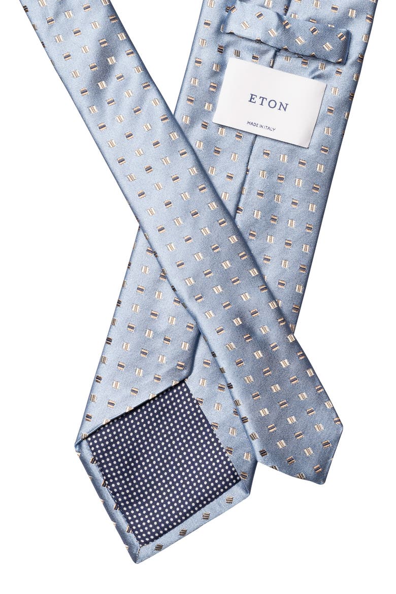 Neat Geometric Pattern Silk Tie, Alternate, color, LIGHT BLUE