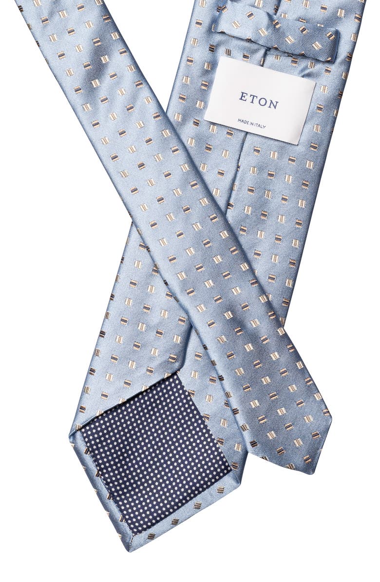 Eton Neat Geometric Pattern Silk Tie, Alternate, color, Light Blue