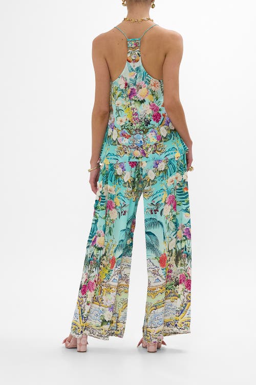 Camilla Wide Leg Trouser With Front Pockets Gardens Of Queluz In Multi