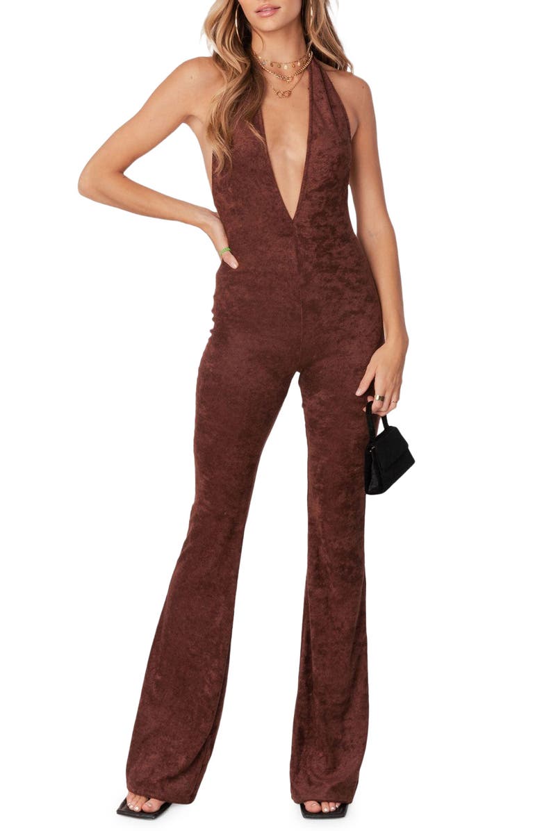 EDIKTED Terri Open Back Terry Cloth Jumpsuit, Main, color,