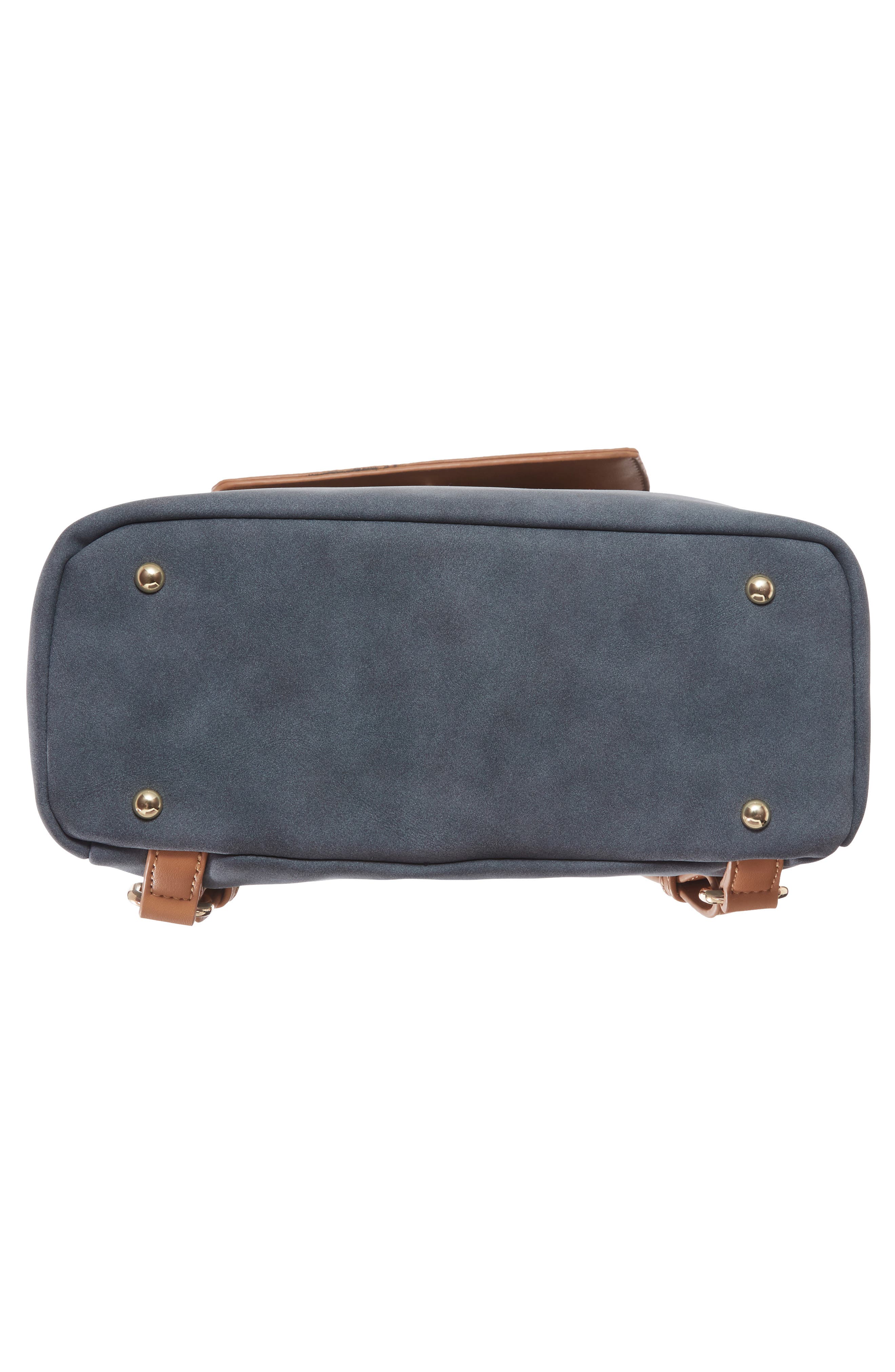 Two Tone Faux Leather Backpack, Alternate, color, MIDNIGHT BLUE