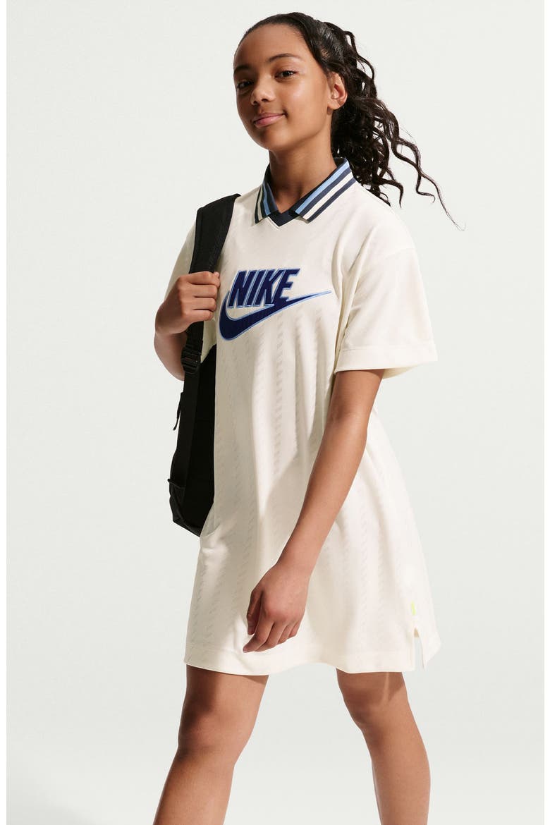 Kids' Oversize Jersey T-Shirt Dress, Alternate, color, SOFT PEARL/ MIDNIGHT NAVY