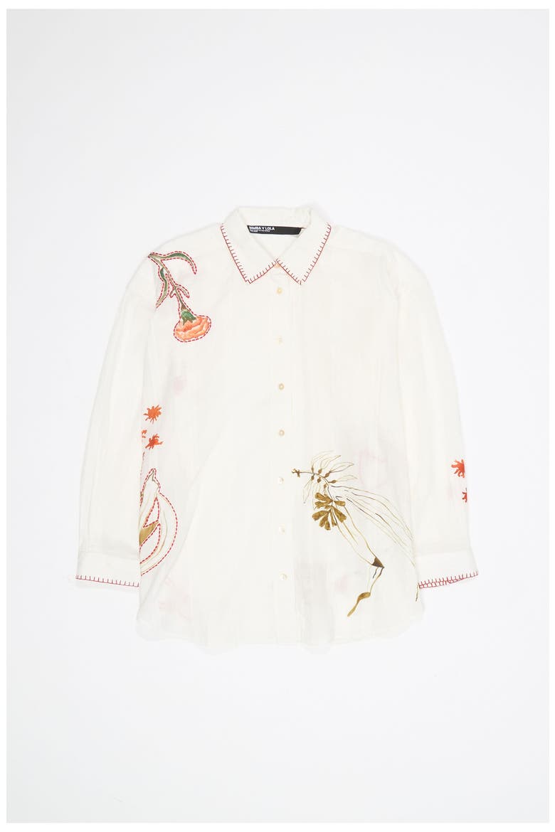 Patchwork Cotton Long Shirt, Alternate, color, IVORY