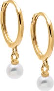BY ADINA EDEN Dainty Pearl Drop Huggie Earring 14K