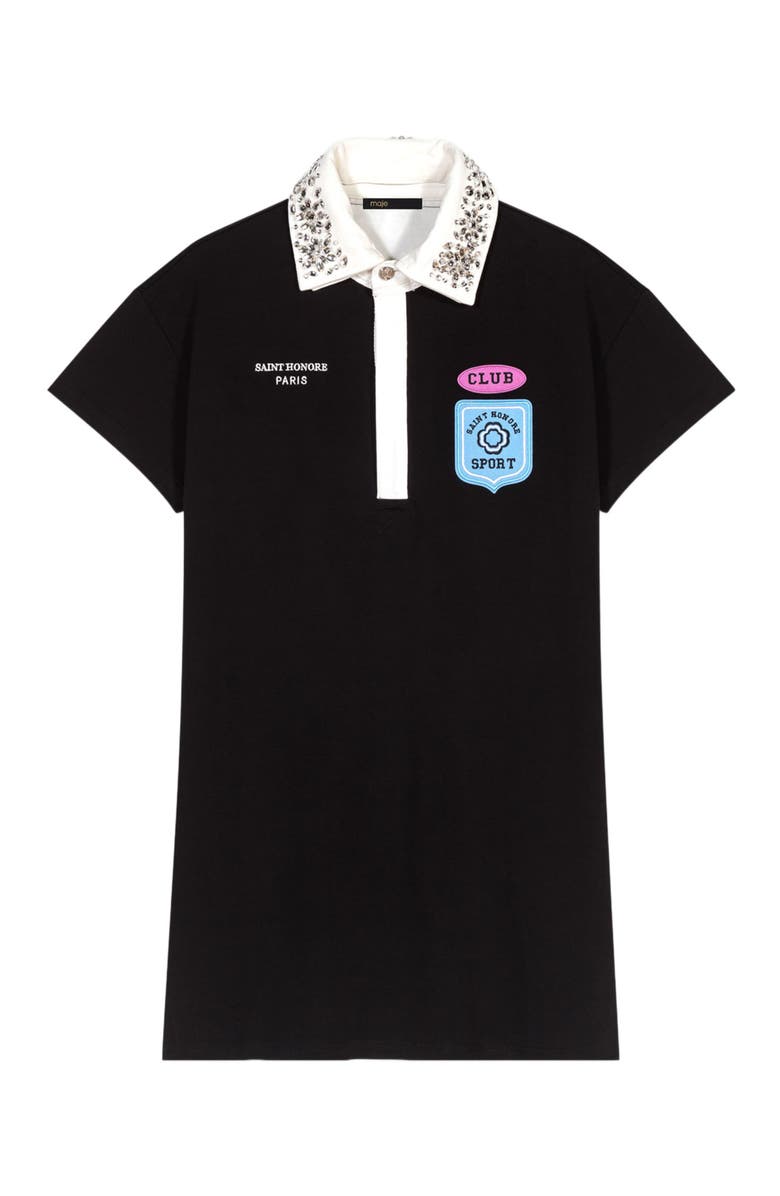 maje Embroidered rhinestone polo dress, Alternate, color, 