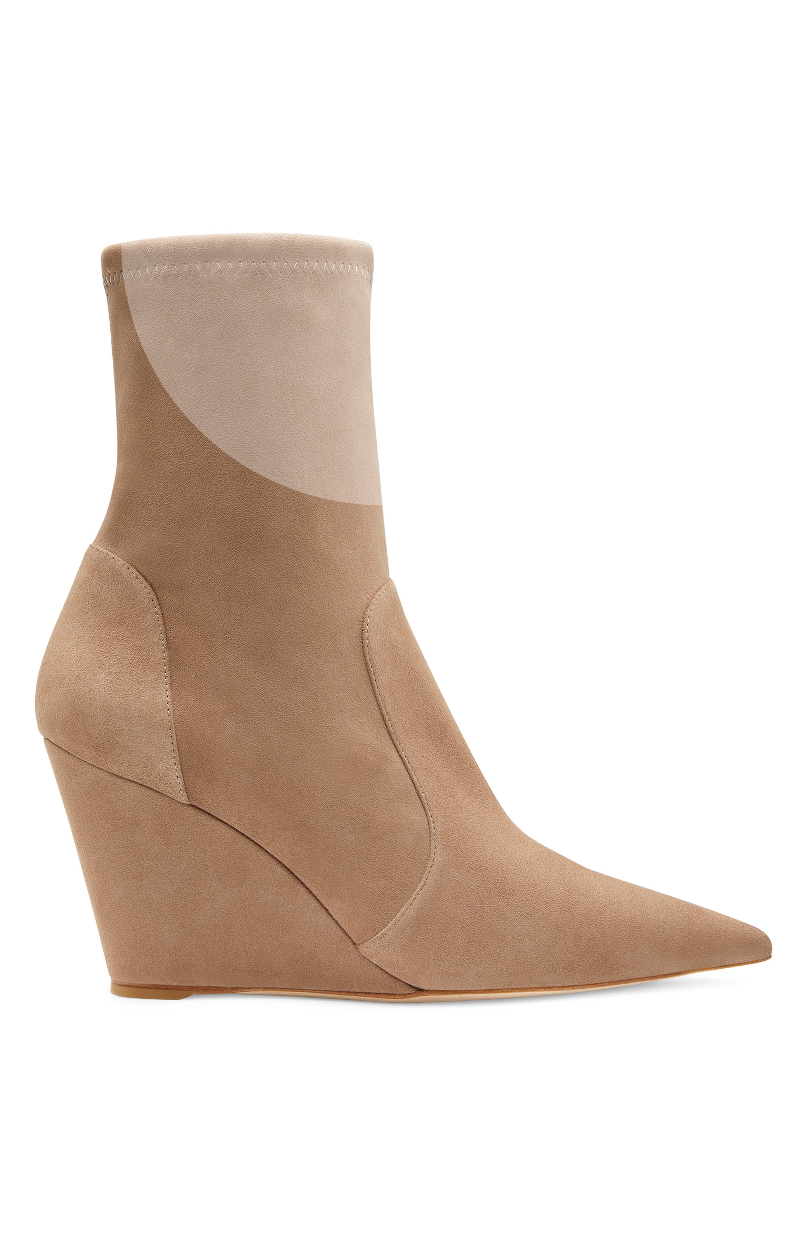 Stuart Wedge 85 Pointed Toe Sock Bootie, Alternate, color, CASHMERE