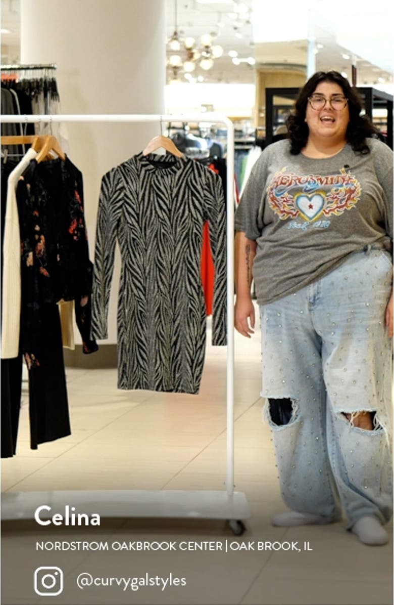 Amaya Shimmer Zebra Long Sleeve Minidress, sales video thumbnail