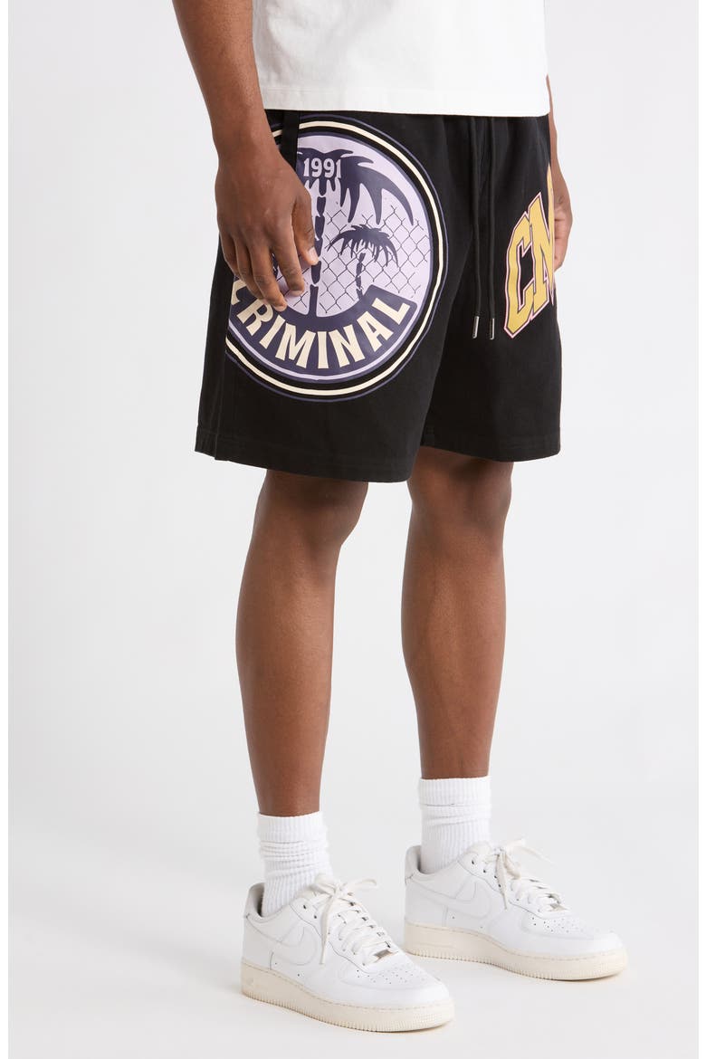 Varsity Cotton Twill Shorts, Alternate, color, BLACK