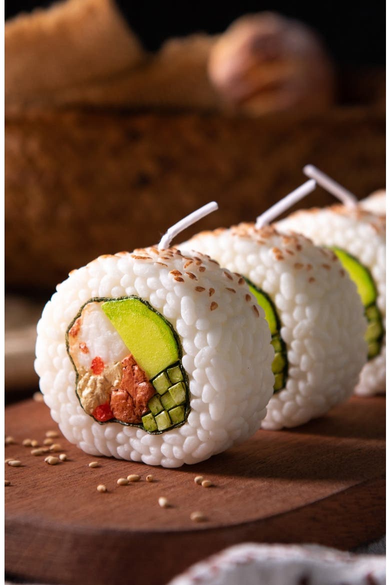 California Roll Sushi Candle, Alternate, color, White