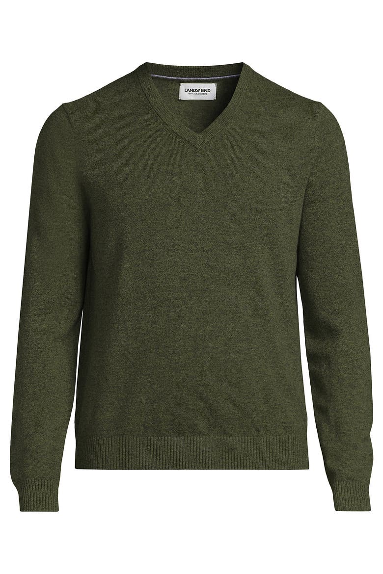 Fine Gauge Cashmere V-neck Sweater, Alternate, color, Wildwood Moss Heather