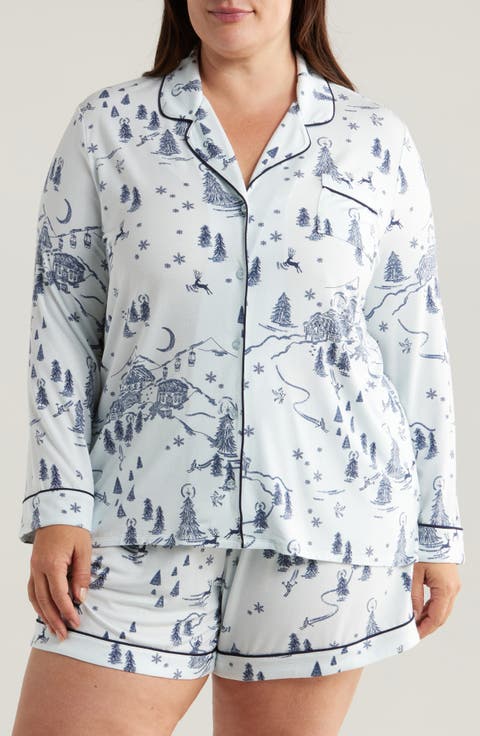 Moonlight Long Sleeve Stretch Modal Short Pajamas (Plus Size)