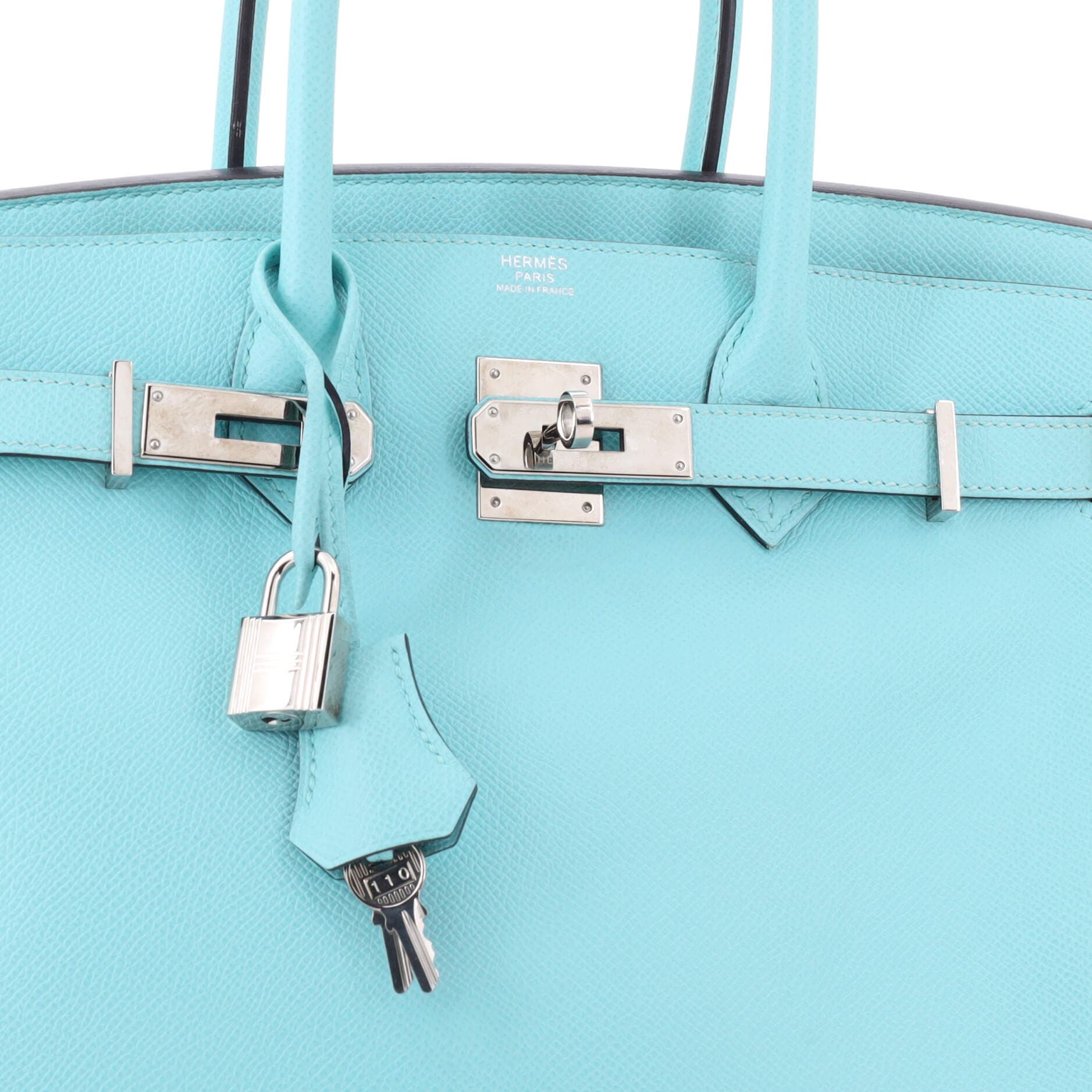 Pre-Owned Hermes Birkin Handbag Blue Epsom with Palladium Hardware 30, Alternate, color, Bleu Atoll