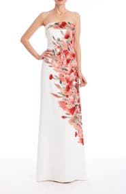 Badgley Mischka Collection Embellished Floral Strapless Evening Gown