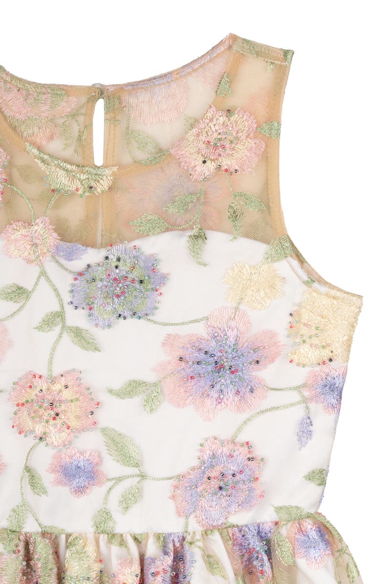 Rare Editions Kids' Floral Embroidered Party Dress, Alternate, color,