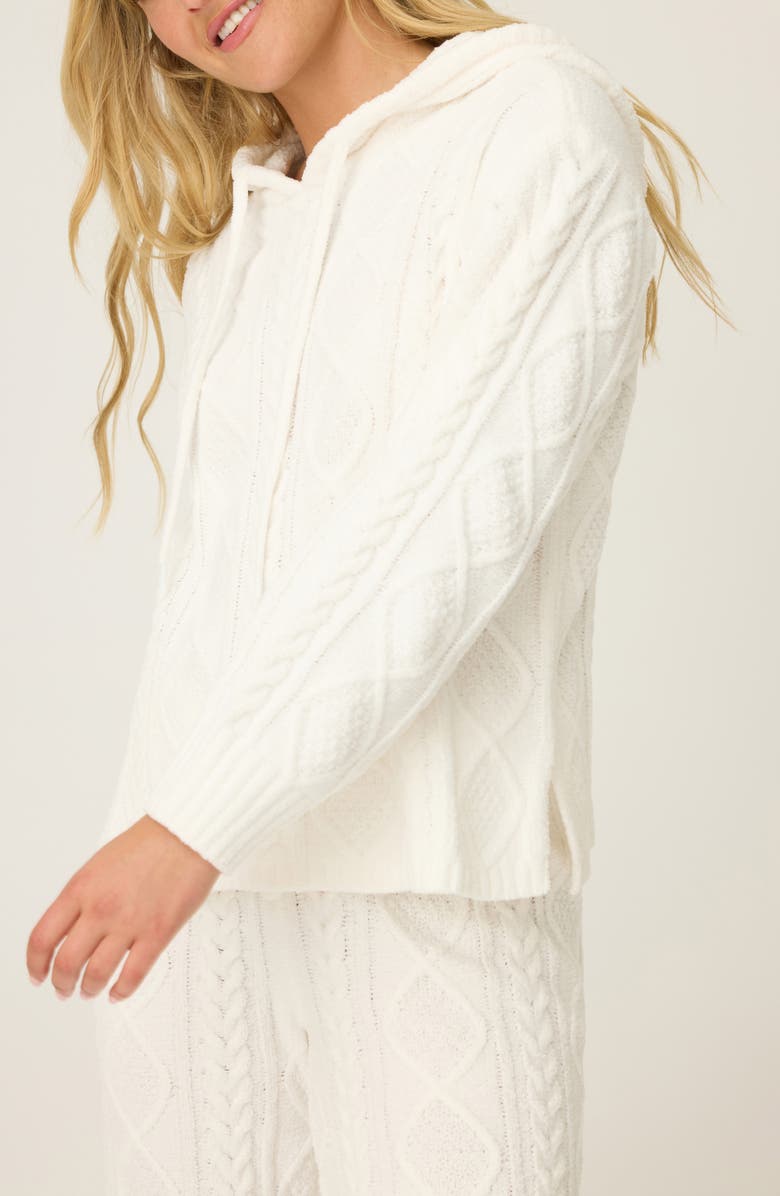 PJ Salvage Cozy Chenille Cable Knit Pajamas, Alternate, color, Ivory