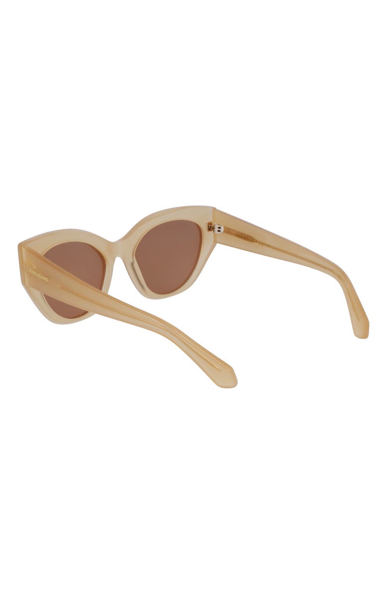FERRAGAMO Classic Logo Tea Cup 55mm Cat Eye Sunglasses, Alternate, color, Opaline Honey