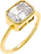 BY ADINA EDEN Moissanite Bezel Emerald Thin Band Pinky Ring