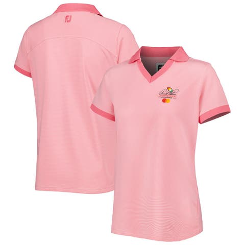 Women's FootJoy Pink Arnold Palmer Invitational Stretch Lisle End on End V-Neck Polo
