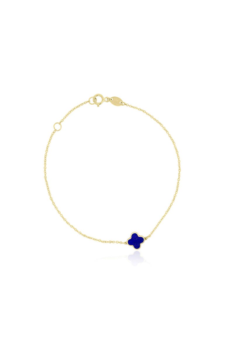 Mini Lapis Single Clover Bracelet, Main, color, Lapis