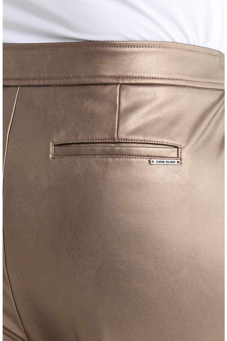 Metallic Faux Leather Bootleg Pants, Alternate, color, NATURAL CLAY METALLI