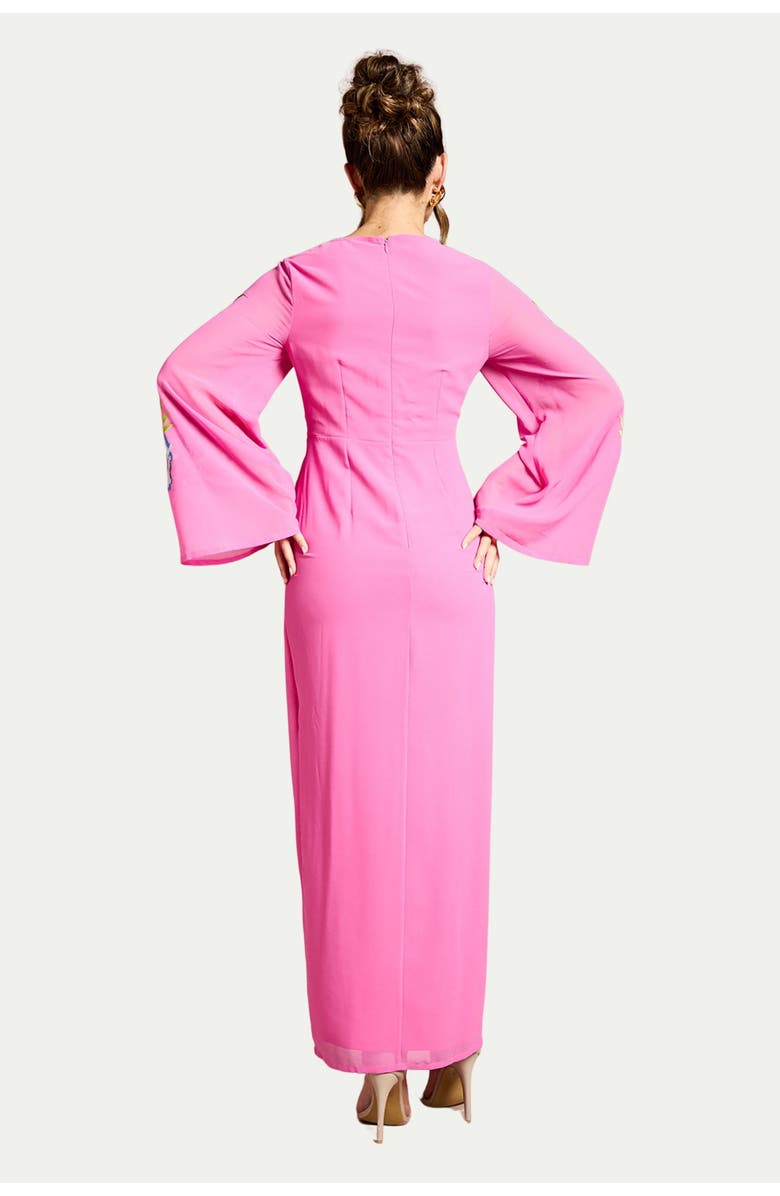 Coast Embroidered V-Neck Wrap Dress, Alternate, color, Hot Pink