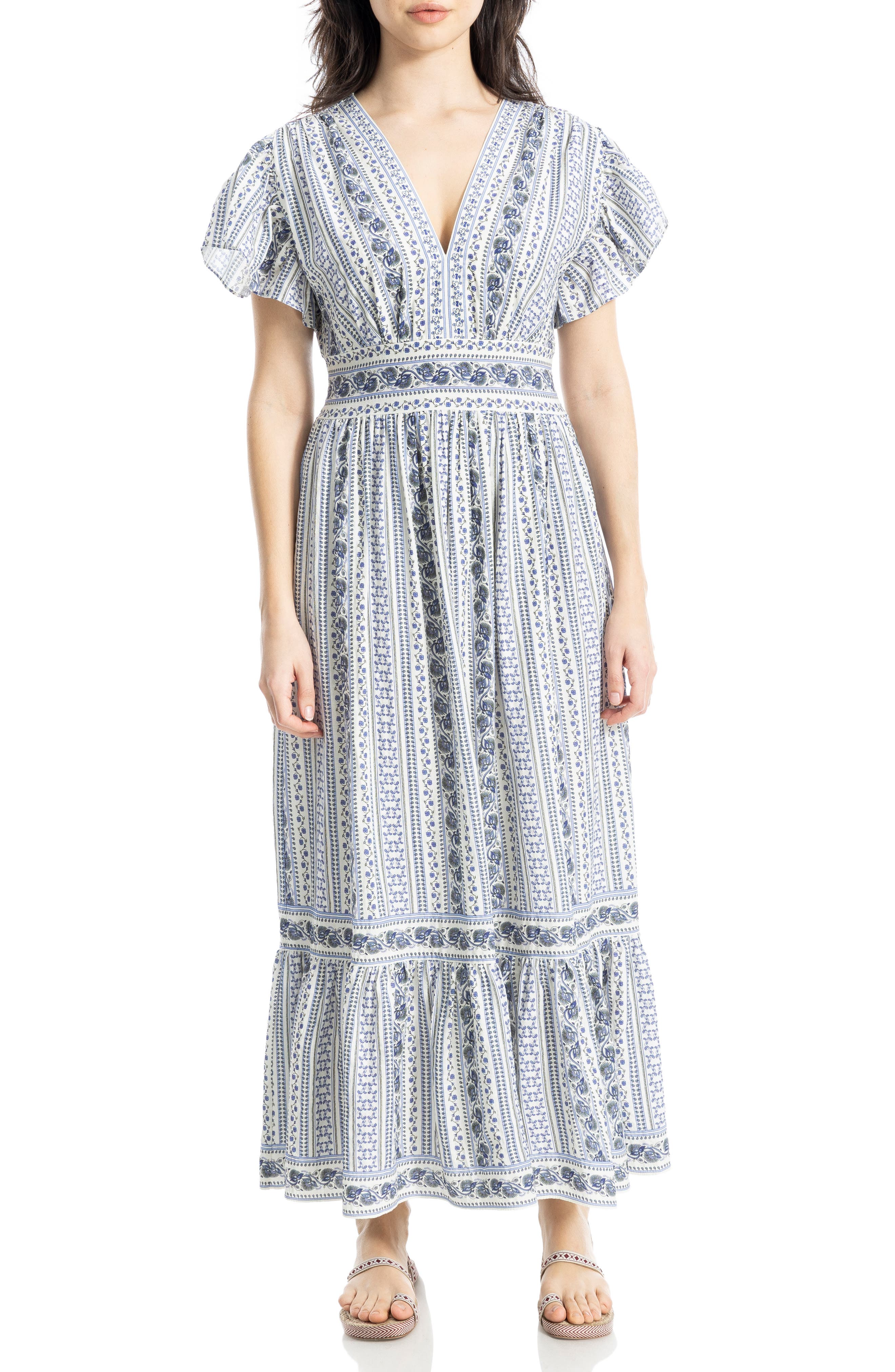 MAX STUDIO Flutter Sleeve Maxi Dress