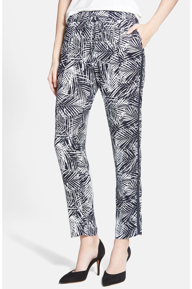 'Palm Tree' Drawstring Pants, Main, color, NAVY