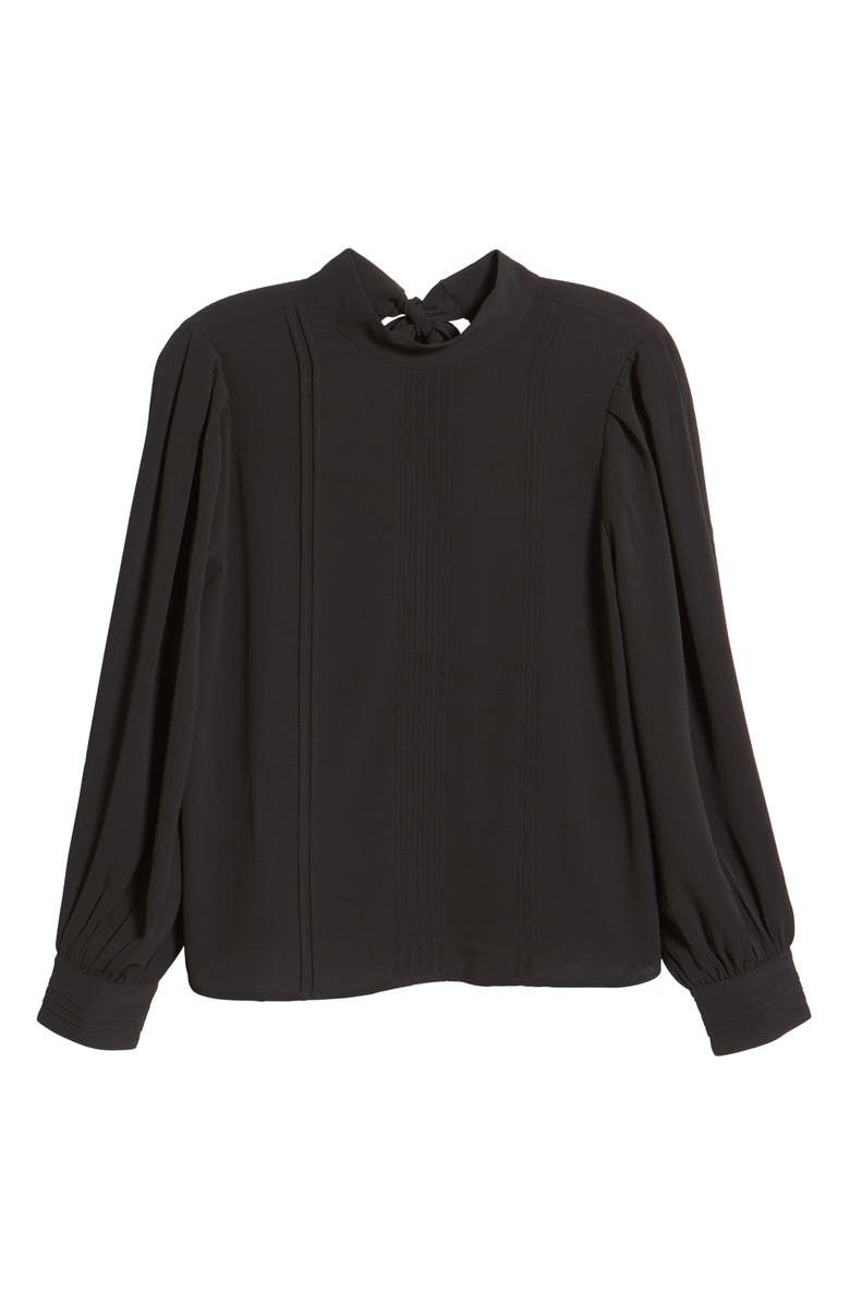 CeCe Band Collar Pleat Chiffon Blouse, Alternate, color, 